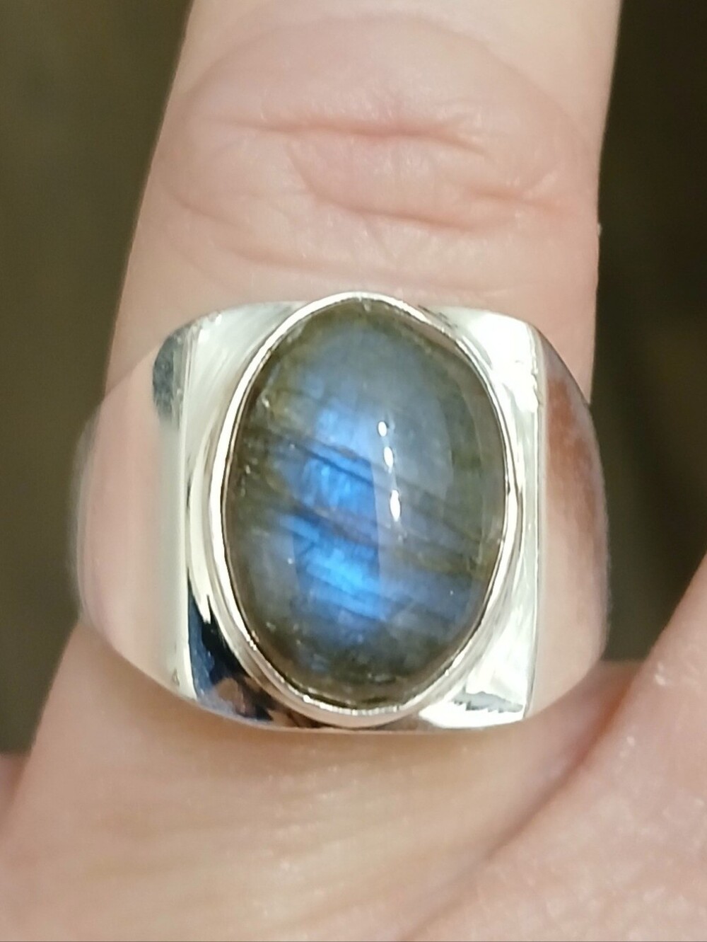 New Men's Labradorite 925 Silver Ring. 